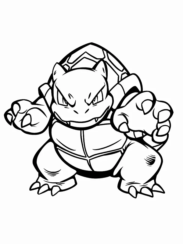 Blastoise black and white line art - 2