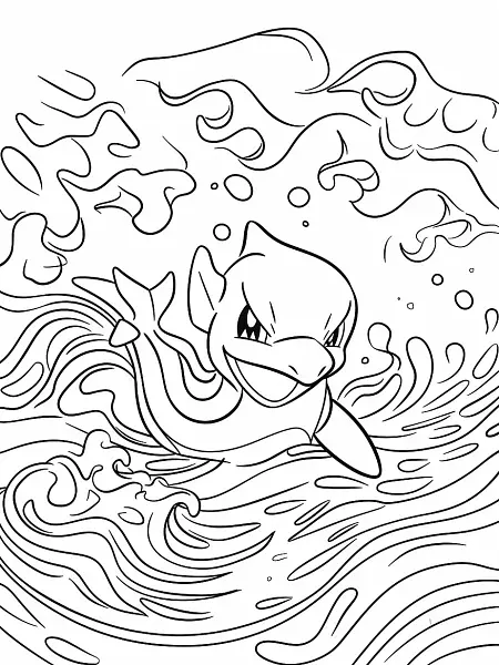 Happy Lapras Coloring Page - 2