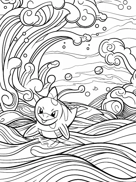 Happy Lapras Coloring Page - 1