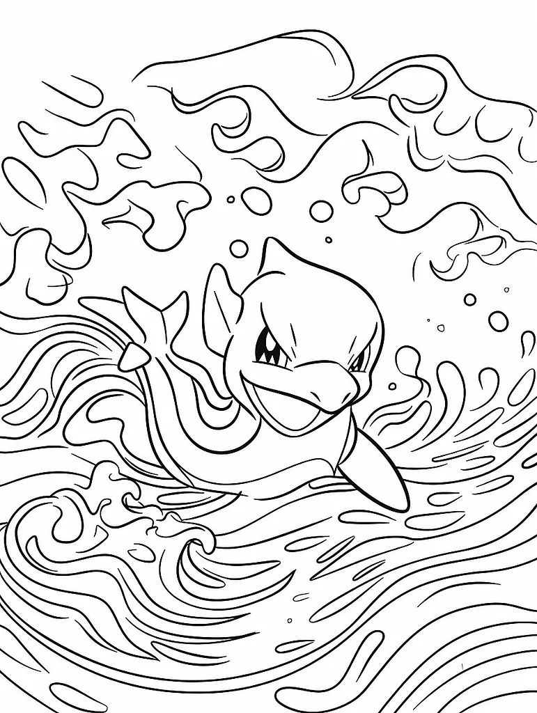 Happy Lapras Coloring Page 3