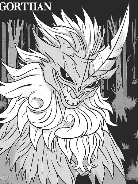 Giratina Pokemon in Dark Forest Coloring Page - 0