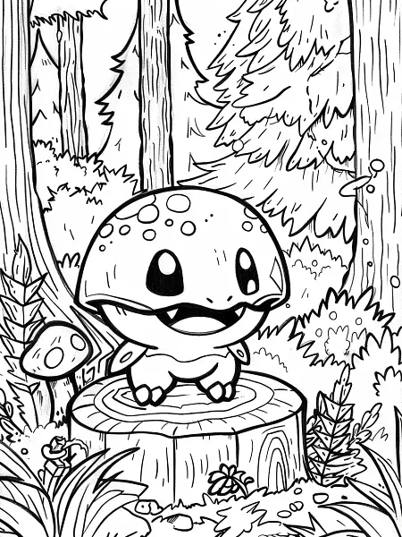 Ogerpon Pokemon Coloring Page - Mischievous in the Forest - 3