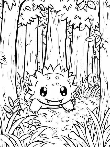 Ogerpon Pokemon Coloring Page - Mischievous in the Forest - 2