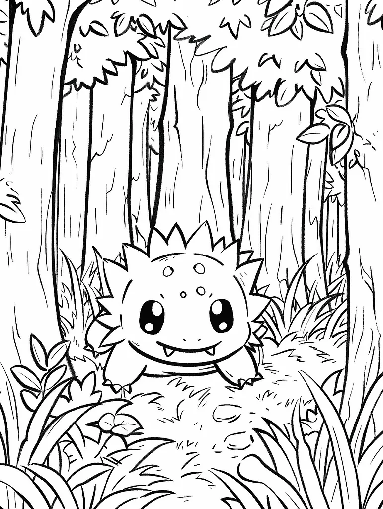 Ogerpon Pokemon Coloring Page - Mischievous in the Forest 3