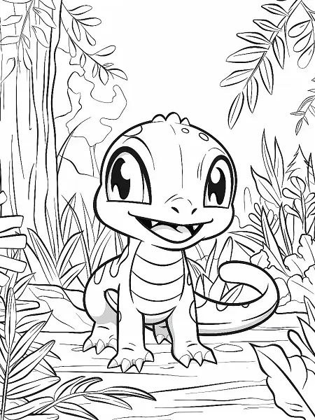 Happy Abra Pokemon in Forest Coloring Page - 0