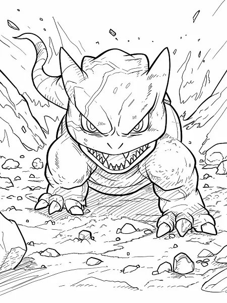 Onix Pokemon Coloring Page: Fierce in Rocky Terrain - 2