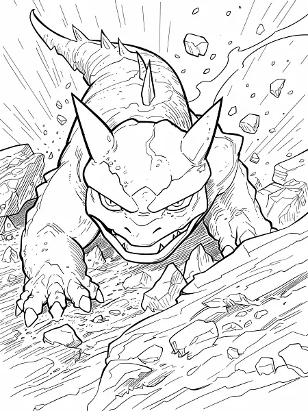 Onix Pokemon Coloring Page: Fierce in Rocky Terrain - 3