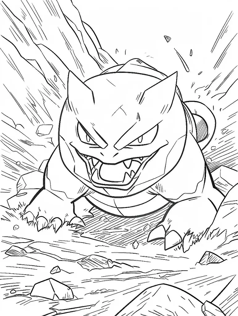 Onix Pokemon Coloring Page: Fierce in Rocky Terrain