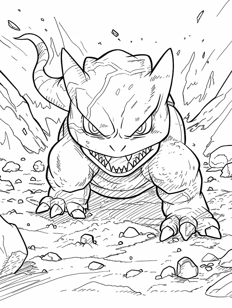 Onix Pokemon Coloring Page: Fierce in Rocky Terrain 3