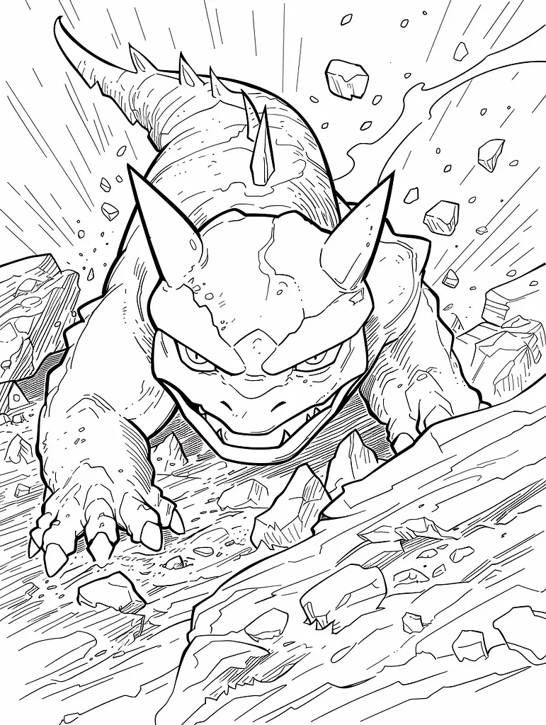 Onix Pokemon Coloring Page: Fierce in Rocky Terrain 4