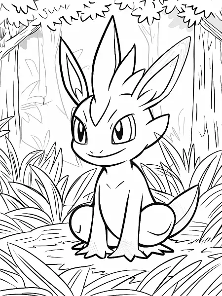 Greninja Coloring Page in Forest - 1