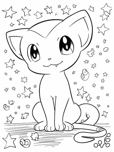 Joyful Mew Pokemon Coloring Page - 0