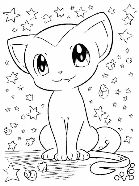 Joyful Mew Pokemon Coloring Page