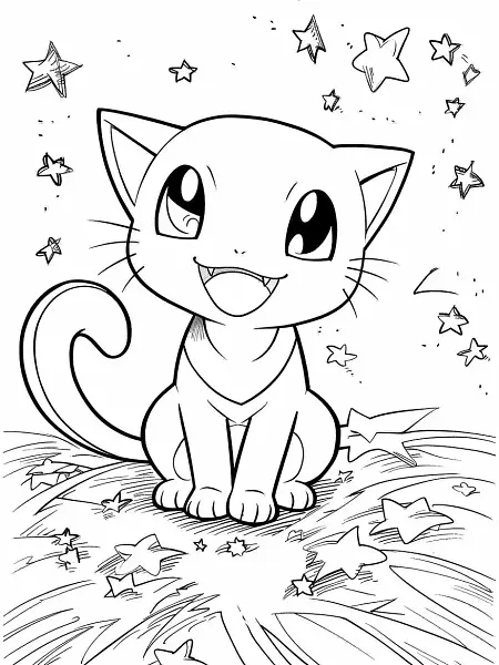 Joyful Mew Pokemon Coloring Page - 3