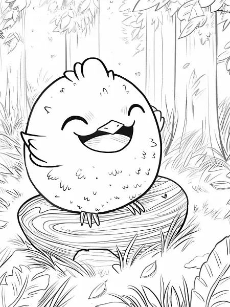 Happy Togepi in a Forest Coloring Page - 3