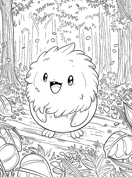 Happy Togepi in a Forest Coloring Page