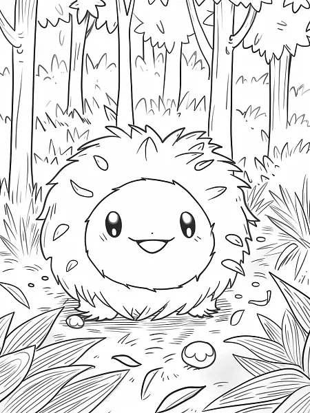 Happy Togepi in a Forest Coloring Page - 2