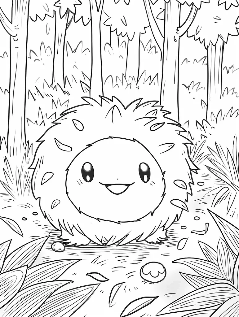 Happy Togepi in a Forest Coloring Page 3