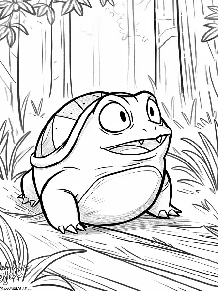 Surprised Slowpoke in Forest Coloring Page - 2