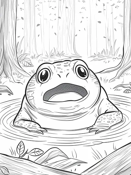 Surprised Slowpoke in Forest Coloring Page - 3