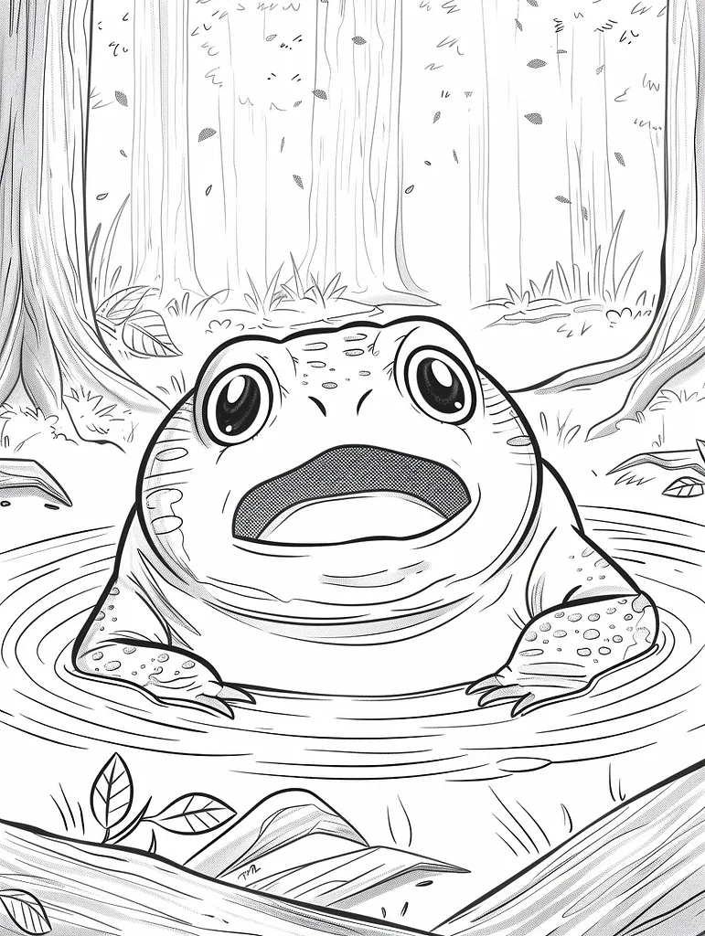 Surprised Slowpoke in Forest Coloring Page 4