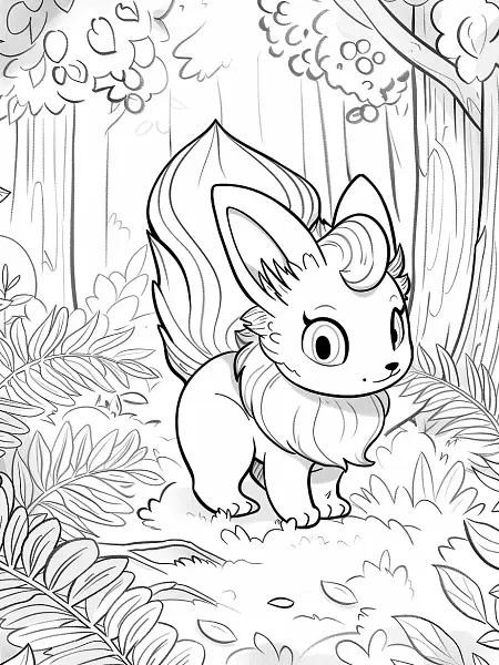 Vulpix with forest background - 0