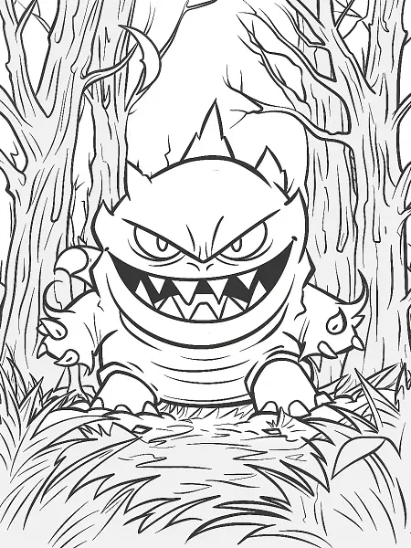 Gengar Mischievous Expression Coloring Page - 0