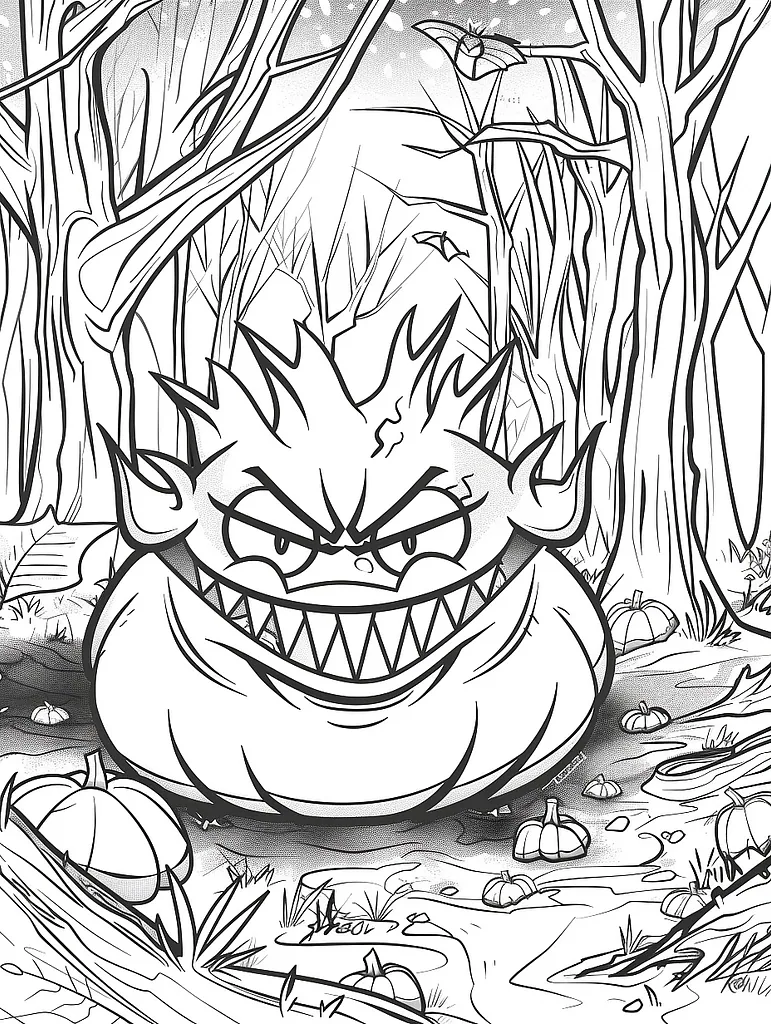 Gengar Mischievous Expression Coloring Page 3