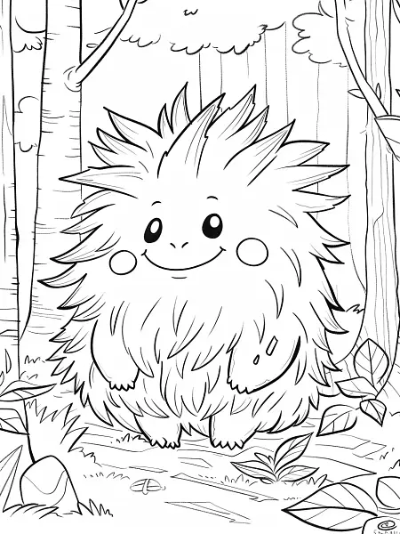 Happy Muk Pokemon in Forest Coloring Page - 3