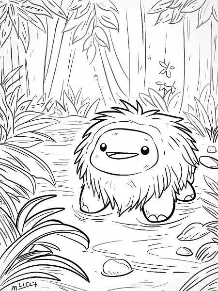 Happy Muk Pokemon in Forest Coloring Page - 0