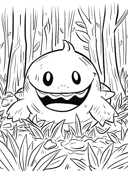 Mimikyu in the Forest Coloring Page - 1