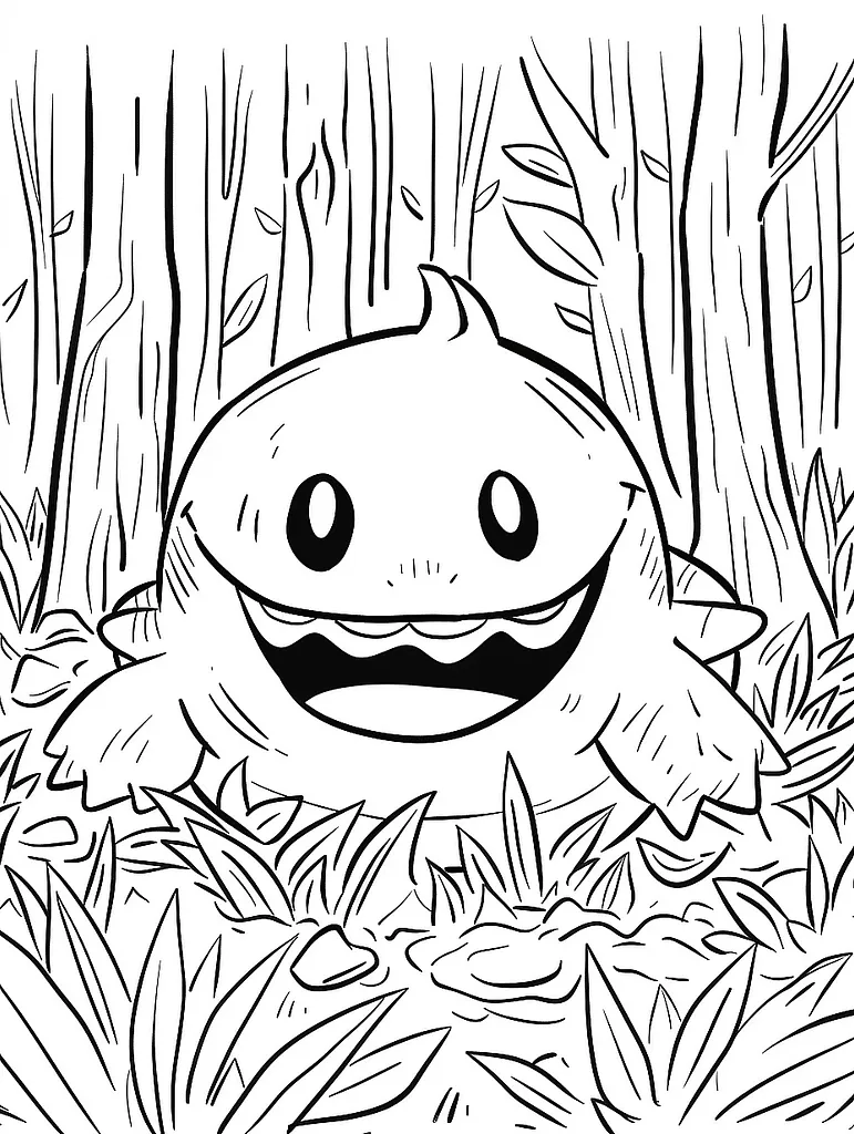 Mimikyu in the Forest Coloring Page 2