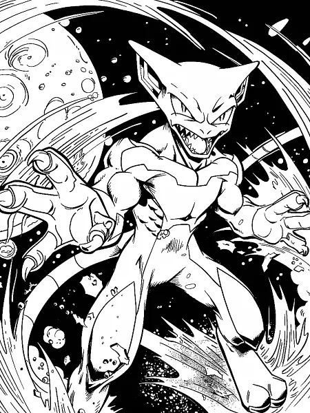 Mewtwo Coloring Page - Fierce and Powerful - 0