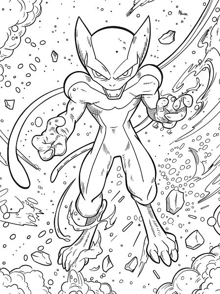 Mewtwo Coloring Page - Fierce and Powerful - 3