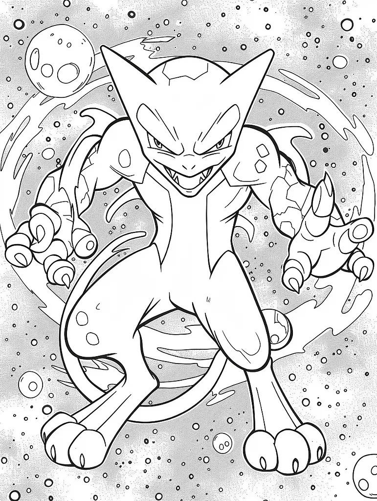 Mewtwo Coloring Page - Fierce and Powerful 3