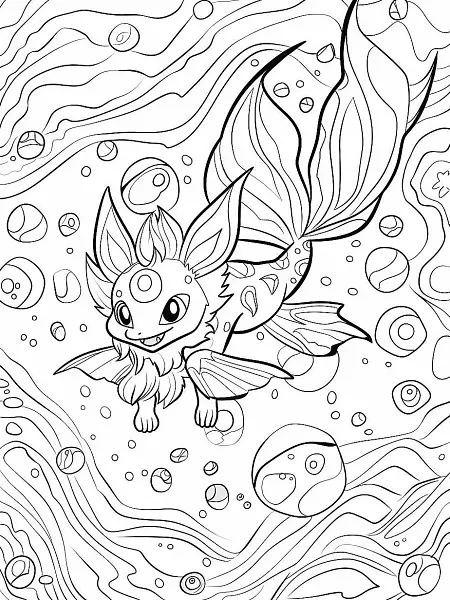 Vaporeon Pokemon, clean coloring page, black an... - 1