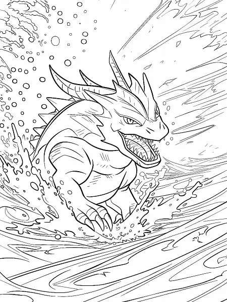 Gyarados in Stormy Sea Coloring Page - 0