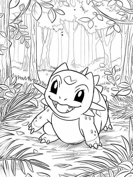 Happy Victreebel in Forest Coloring Page - 0