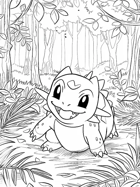 Happy Victreebel in Forest Coloring Page