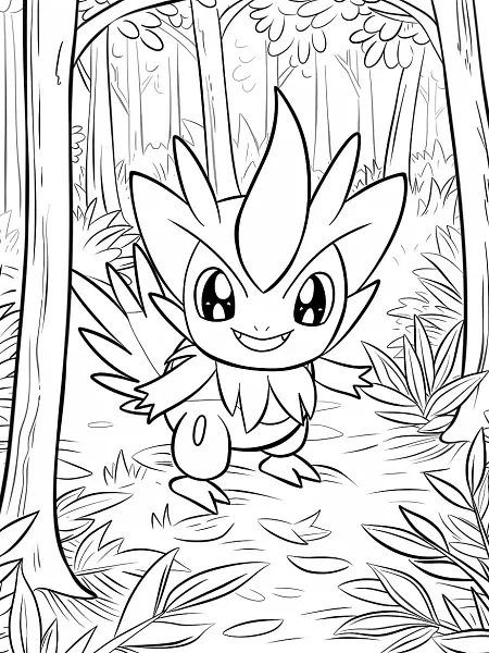 Happy Victreebel in Forest Coloring Page - 2