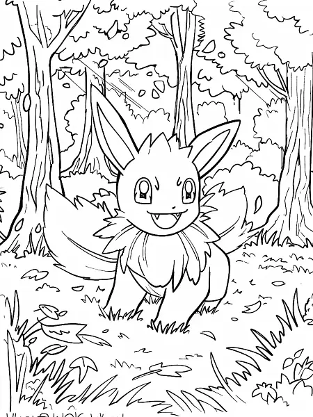 Happy Victreebel in Forest Coloring Page - 1