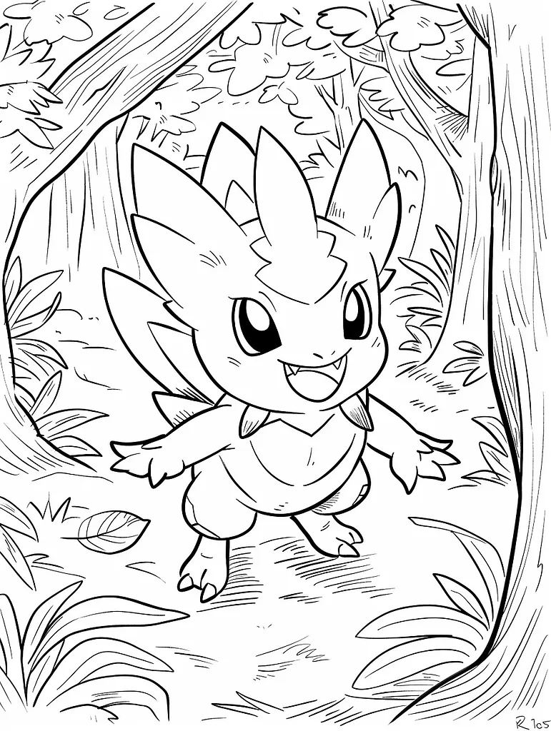 Happy Victreebel in Forest Coloring Page 4