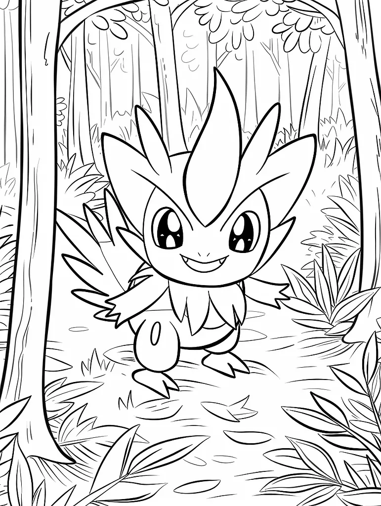 Happy Victreebel in Forest Coloring Page 3