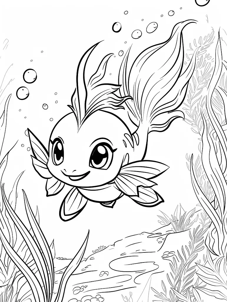 Joyful Palafin Pokemon Coloring Page 4