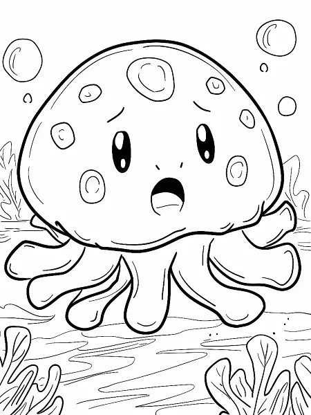 Tentacool Pokemon Coloring Page - Underwater Surprise - 0