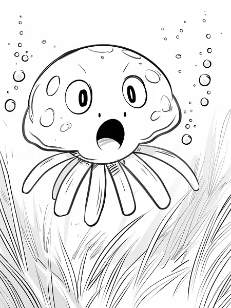 Tentacool Pokemon Coloring Page - Underwater Surprise - 1