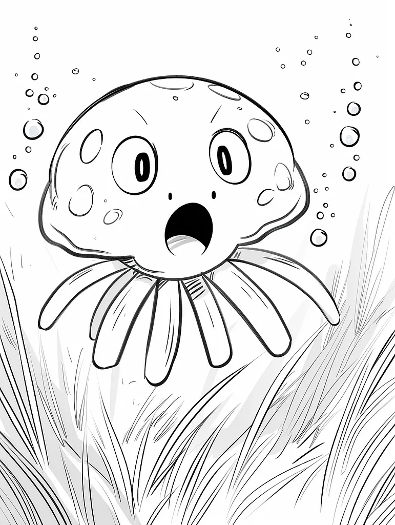 Tentacool Pokemon Coloring Page - Underwater Surprise 2