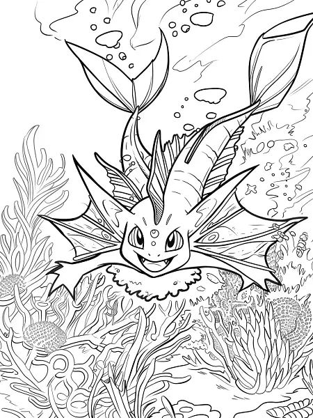 Vaporeon Pokemon, happy expression, underwater ... - 3