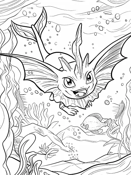 Vaporeon Pokemon, happy expression, underwater ... - 0