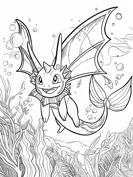 Vaporeon Pokemon, happy expression, underwater ... - 1